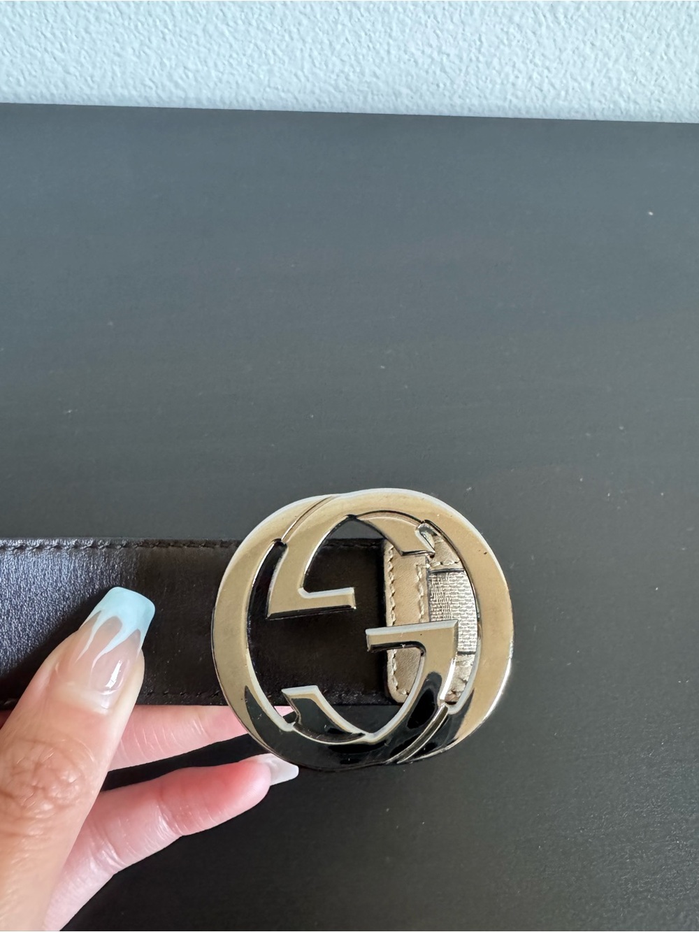 Authentic Gucci Belt - Beige GG Canvas Belt with Silver Hardware - Picture 5 of 7